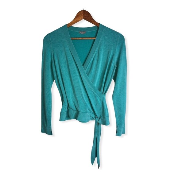 Ann Taylor Silk Blend Faux Wrap Long Sleeve Sweater - Picture 1 of 6